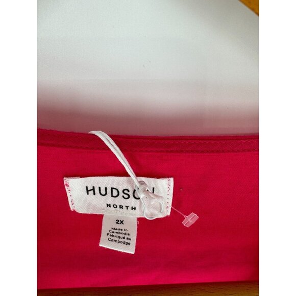 NWT Hudson North Fushsia Pink Red Linen Blend Wrap Belted Summer Dress Sz 2XL - Picture 9 of 15